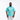 Man wearing a turquoise t-shirt with 'SKZ' logo on a white background